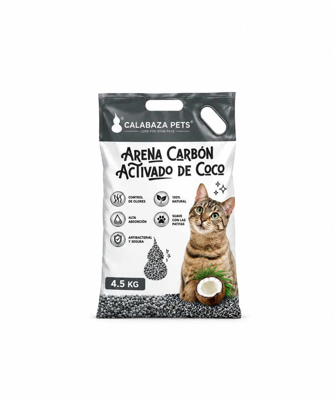 ARENA CALABAZA CARBON ACTIVO X 4.5 KG
